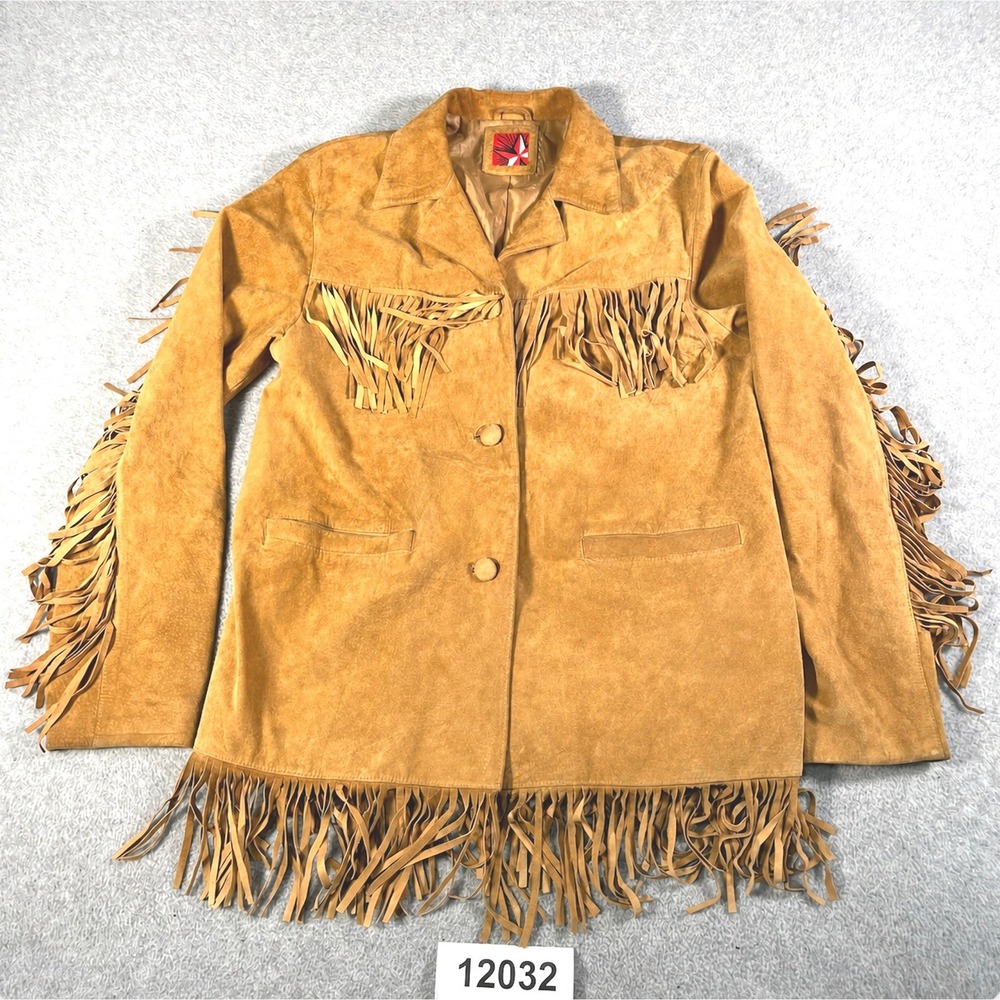 Vintage 1990s Marlboro Red Star Fringe Suede Genuine Leather Size Medium